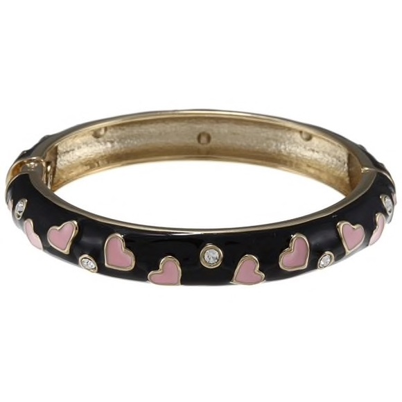 Betsey Johnson Jewelry - Betsey Johnson Hinged Black Pink Heart Bracelet